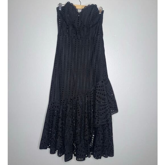 Charo Ruiz Aurora Strapless Midi Dress Eyelet Lace Corset Top Black Size Large - Picture 2 of 9